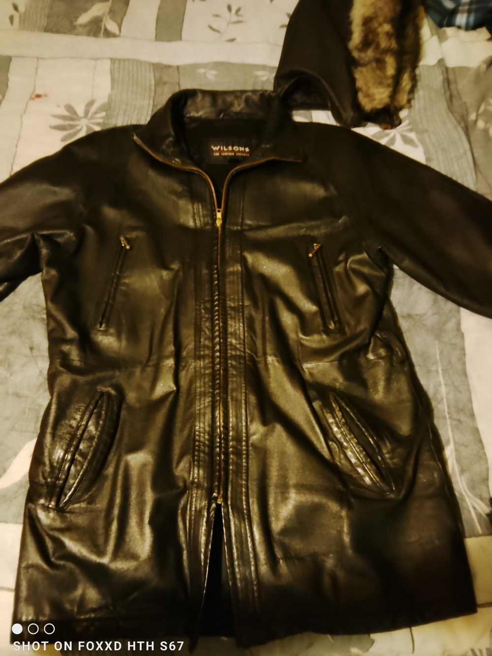 Vintage WILSONS LEATHER 90s Bomber Jacket Size M Black Removable Fur Hood Y2K - Picture 11 of 16